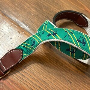 Simply Southern Men’s Green Golf Cart Ribbon Belt 32 Canvas Leather Preppy
